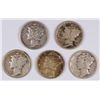 (5) Mercury Dimes (16-S, 26-S, 30-S, 31-D, 38-S)