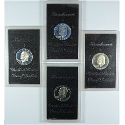 (4) BROWN IKE DOLLARS (71, 72, 73, 74) 40% SILVER MISSING PACKAGING