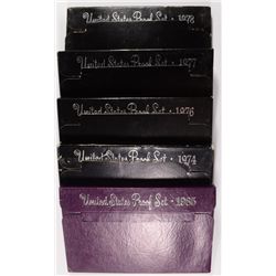 (5) US PROOF SETS (74, 76, 77, 78, 85)