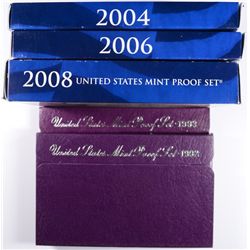 (5) US PROOF SETS (92, 93, 04, 06, 08)