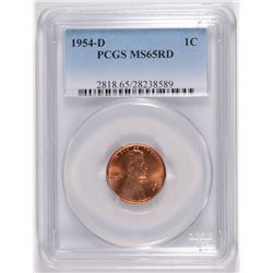 1954-D LINCOLN CENT, PCGS MS-65 RED