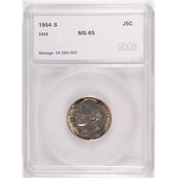 1954-S JEFFERSON NICKEL SEGS MS-65 GEM!