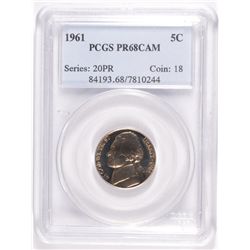 1961 JEFFERSON NICKEL, PCGS PROOF-68 CAMEO!  NICE!!