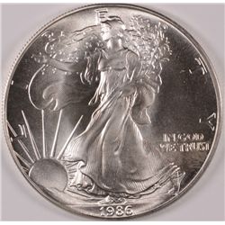 1986 AMERICAN SILVER EAGLE, GEM! KEY DATE!