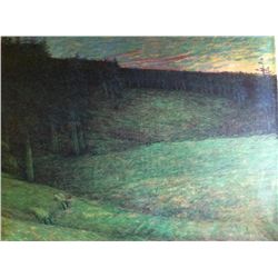 Artist Proof initialed CW 1984, Landscape of Trees on the Hills