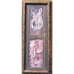 Tall Zebra and Elephant Mom Sketches, Well Framed-A