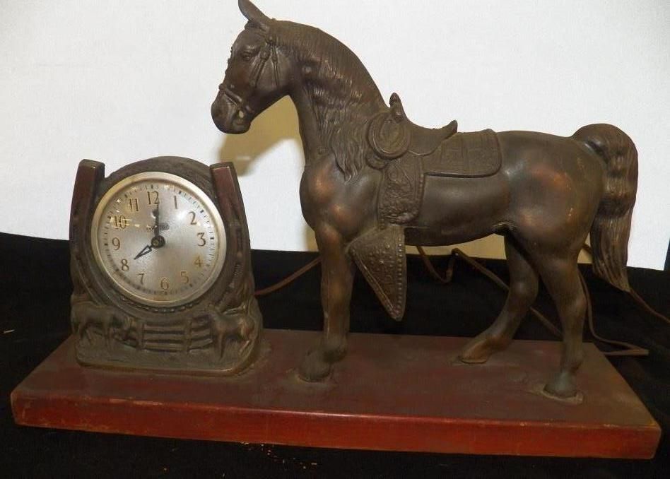 Vintage Spartus Horse Clock Spartus Horse Clock, Mantel Cast Metal