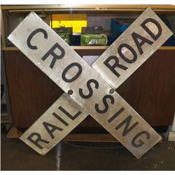Vintage Railroad Crossing Sign 4ft  Old Vintage Metal Peerless Railroad Crossing sign