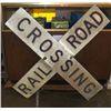 Image 1 : Vintage Railroad Crossing Sign 4ft  Old Vintage Metal Peerless Railroad Crossing sign