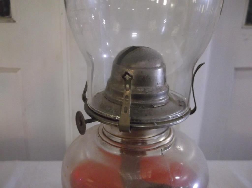 Vintage Oil Lamp From Grand Rapids Michigan marked White Flame Grand Rapids Michigan lantern h