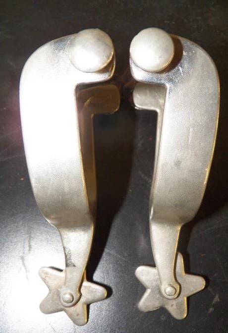 Pair of Marked North and Judd Spurs with 5 Point Star Rowels with Straps