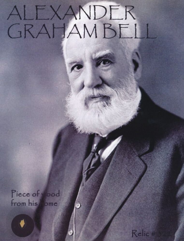 Alexander Graham Bell Relic Photo with Authentic Piece of Wood From His ...