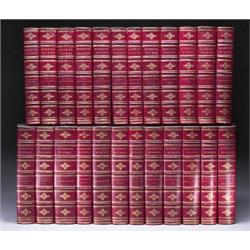 DICKENS, CHARLES. WORKS. 19 (of 20) volumes. Illustrated throughout. 8vo, 1/2 red calf and marble...