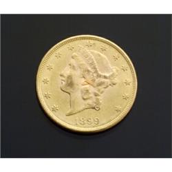 U.S. Double Eagle 20-Dollar Gold Coin Dated 1899S...