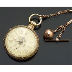 English 18-Karat Yellow Gold Open Face Pocketwatch, Stephen & Maurice Hart...