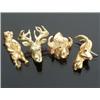 Image 1 : Three 10-Karat and One 18-Karat Yellow Gold Ruby Eye Animal Head Tie Tacks...