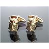 Image 1 : Pair of 14-Karat Yellow Gold Florentine and Polished Finish Emerald Eye Viking Cufflinks...