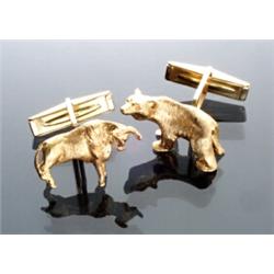 Pair of 14-Karat Yellow Gold Bear and Bull Cufflinks, Lindsay...