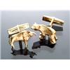 Image 1 : Pair of 14-Karat Yellow Gold Bear and Bull Cufflinks, Lindsay...