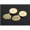 Image 1 : Pair of Art Deco 14-Karat Yellow Gold, Platinum and Diamond Double Disk Cufflinks...