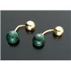 Image 1 : Pair of 18-Karat Yellow Gold and Malachite Bead Cufflinks, Cartier...