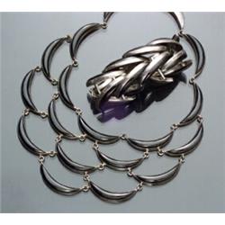 Mexican Sterling Silver and Black Onyx Two-Piece Ensemble, Antonio Pineda...