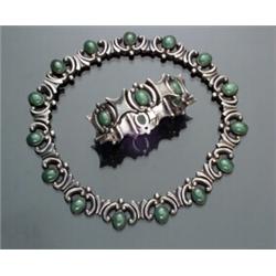 Mexican Sterling Silver and Green Adventurine Quartz Two-Piece Ensemble, Antonio Pineda...