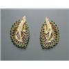 Image 1 : Pair of Indian Tested 22-Karat Yellow Gold Green Chalcedony and Seed Pearl Clip-back Earrings...