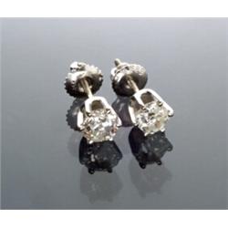 Pair of 14-Karat White Gold and Diamond Ear Studs...