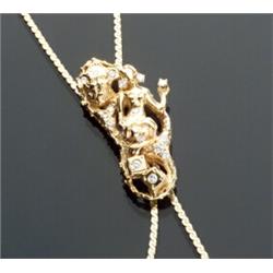 Tested 14-Karat Yellow Gold and Diamond Boa Necklace...