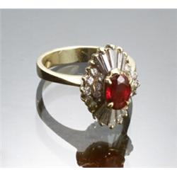 18-Karat Yellow Gold, Ruby and Diamond Dinner Ring...