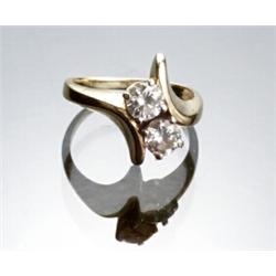 14-Karat Yellow Gold and Twin Diamond Dinner Ring...