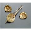 Image 1 : 14-Karat Yellow Gold and Diamond Gingko Leaf Brooch and a Pair of French Clip-back Earrings...