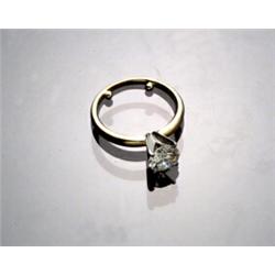 18-Karat Yellow Gold and Platinum Four Prong Tiffany-type V-box Solitaire Diamond Ring...