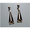 Image 1 : Pair of Tested 18-Karat Yellow Gold, Black Onyx and Diamond Pendant Earrings...
