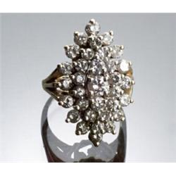 14-Karat Yellow and White Gold and Diamond Cluster Ring...