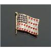 Image 1 : 14-Karat Yellow and White Gold, Diamond, Blue Sapphire and Ruby American Flag Pin...