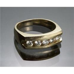 Gentleman's 14-Karat Yellow Gold and Diamond Ring...