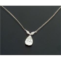 Platinum and Diamond Pendant and 14-Karat White Gold Chain...