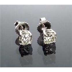 Pair of 14-Karat White Gold and Diamond Ear Studs...