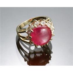 18-Karat Yellow Gold, Star Ruby and Diamond Dinner Ring...