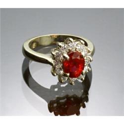 18-Karat Yellow Gold, Ruby and Diamond Dinner Ring...