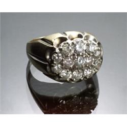 Gentleman's 14-Karat Yellow and White Gold and Diamond Cluster Ring...