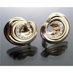 Pair of 14-Karat Yellow and White Gold and Diamond Clip-back Earrings...