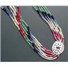 Image 1 : 14-Karat White Gold, Multi-colored Sapphire, Diamond, Ruby and Emerald Necklace...