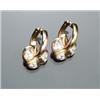 Image 1 : Pair of 18-Karat Yellow and White Gold Three-Leaf Clover and Diamond Hoop Earrings...