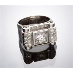 Retro Platinum and Diamond Dinner Ring...