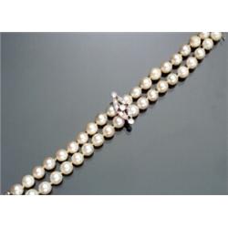 Cultured Pearl and Diamond Bracelet...