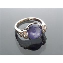 Art Deco Platinum, Blue Star Sapphire and White Sapphire Dinner Ring...