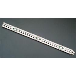 Art Deco Platinum, Diamond and Emerald Cocktail Bracelet...